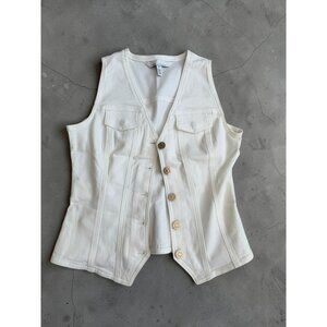 WHITE HOUSE BLACK MARKET White Denim Vest Size 0